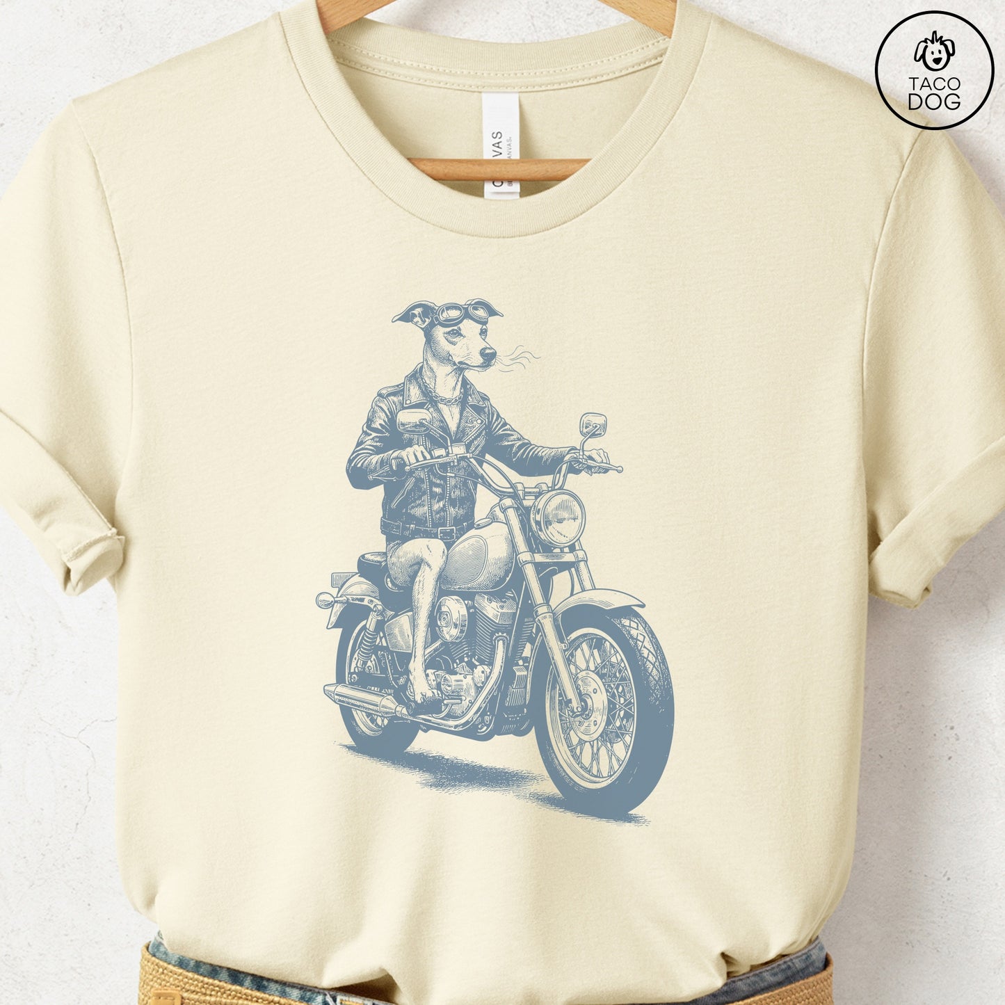 Italian Greyhound Whippet Iggy Motorbike T-Shirt Taco-Dog