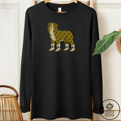 Australian Shepherd My Stars Long Sleeve Tee Black Heather Taco-Dog