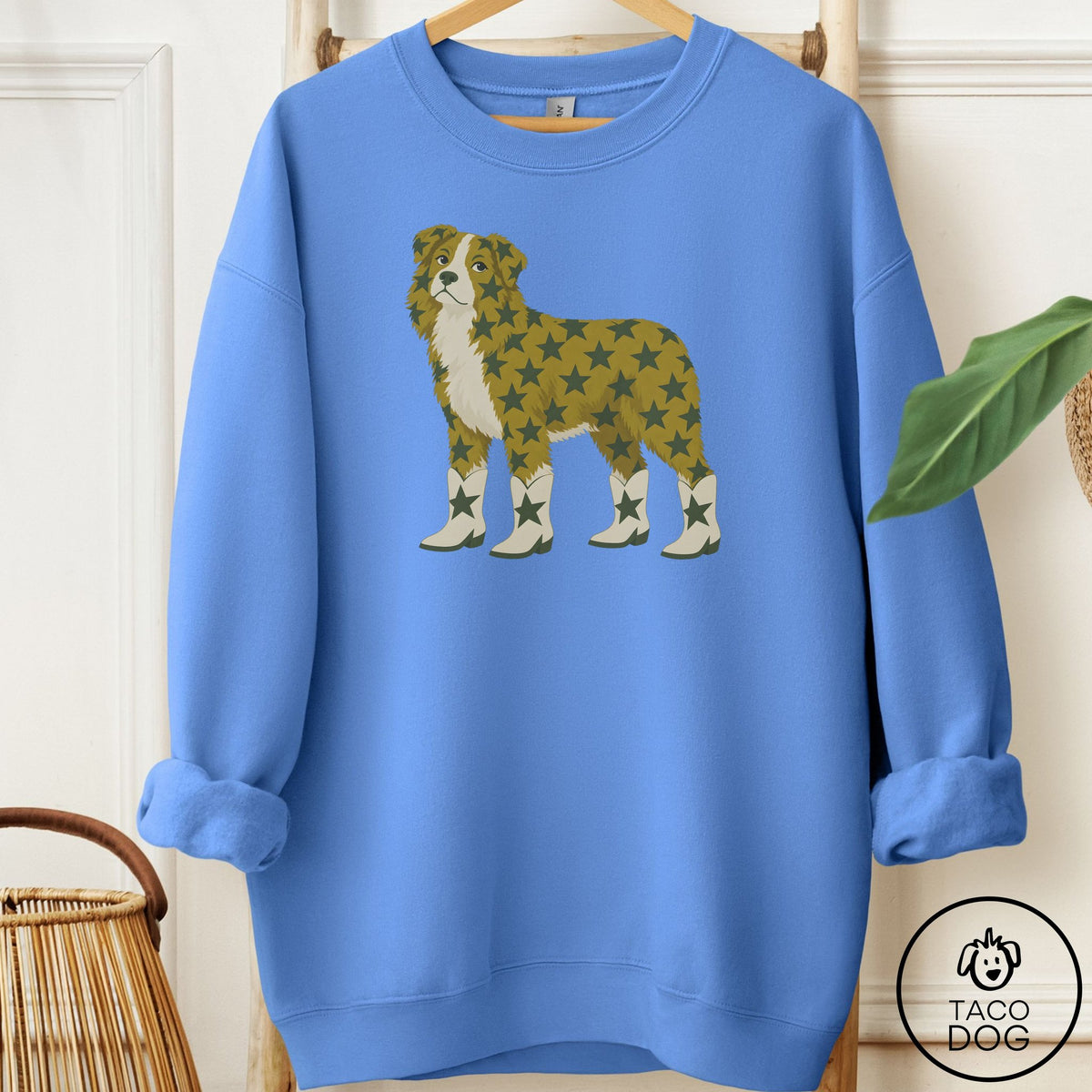 Australian Shepherd My Stars Sweatshirt Carolina Blue Taco-Dog