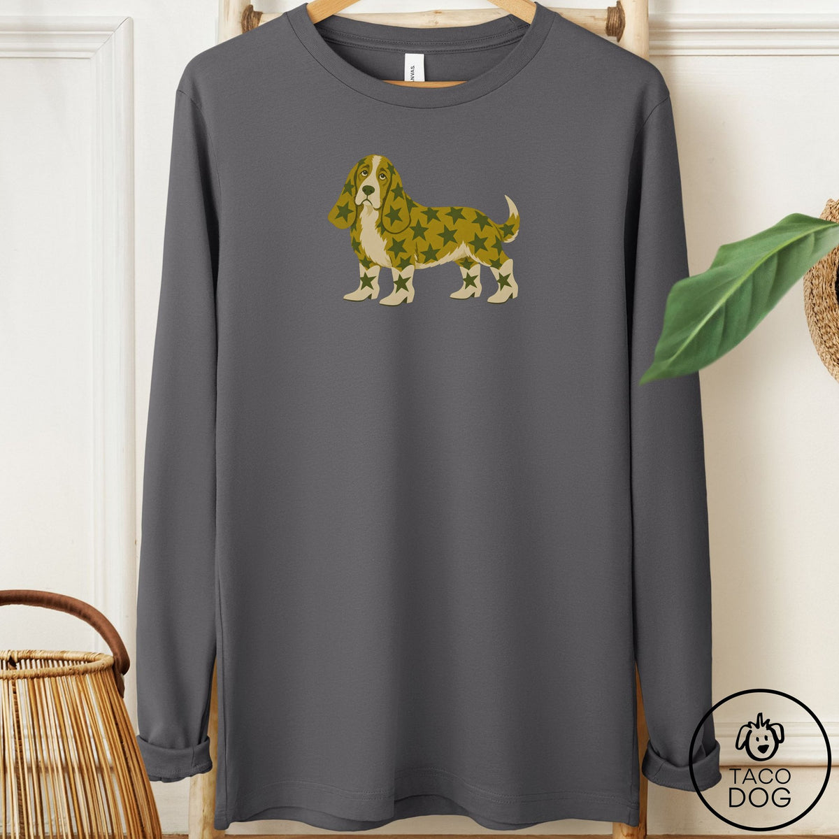 Basset Hound My Stars Long Sleeve Tee Asphalt Taco-Dog