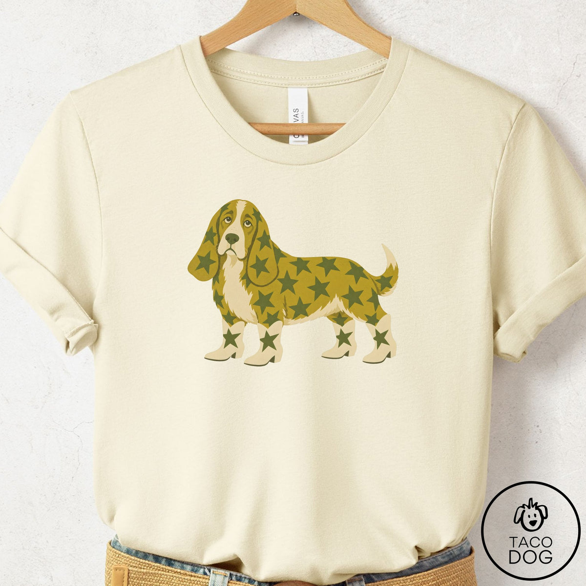 Basset Hound My Stars T-Shirt Natural Taco-Dog