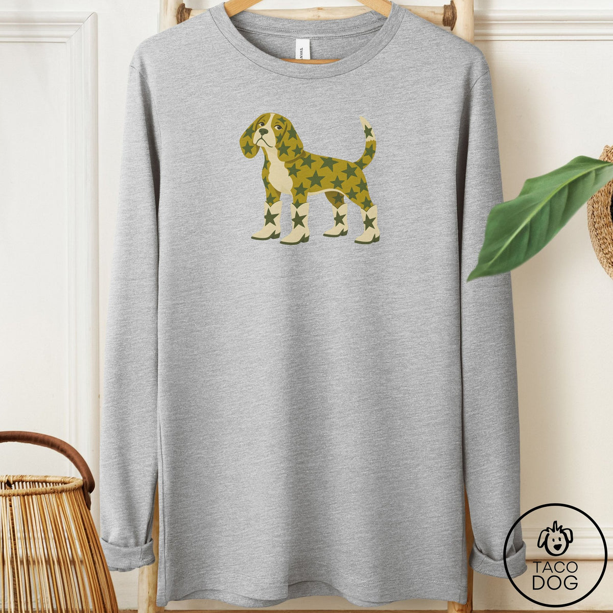 Beagle My Stars Long Sleeve Tee Athletic Heather Taco-Dog