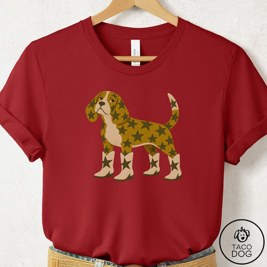 Beagle My Stars T-Shirt Canvas Red Taco-Dog