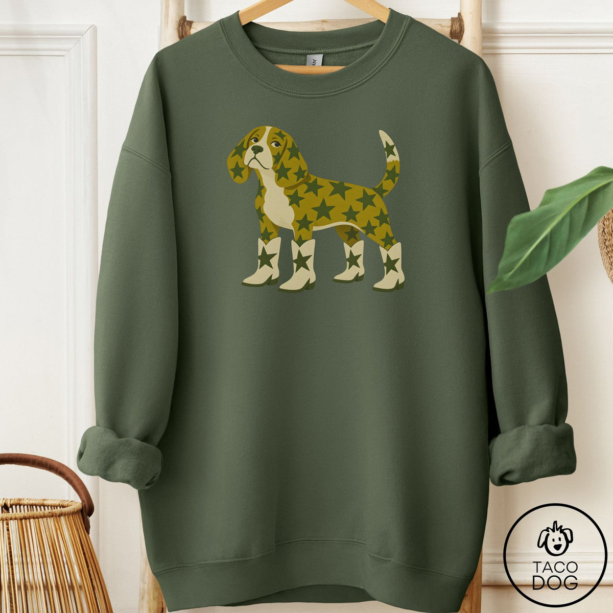 Beagle My Stars Sweatshirt Military Green Taco-Dog