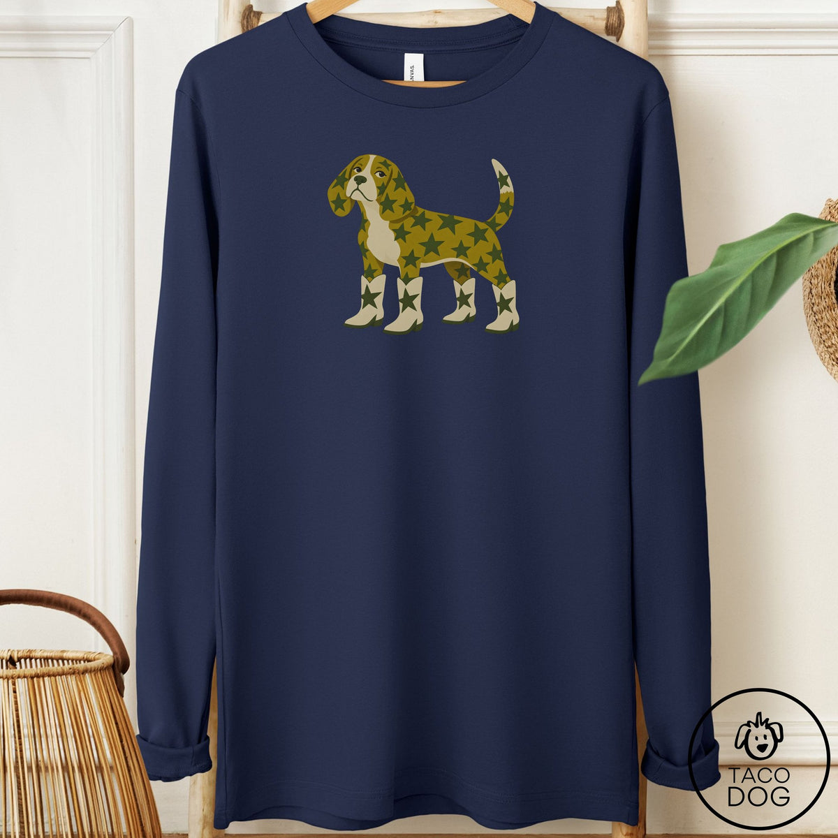 Beagle My Stars Long Sleeve Tee Navy Taco-Dog