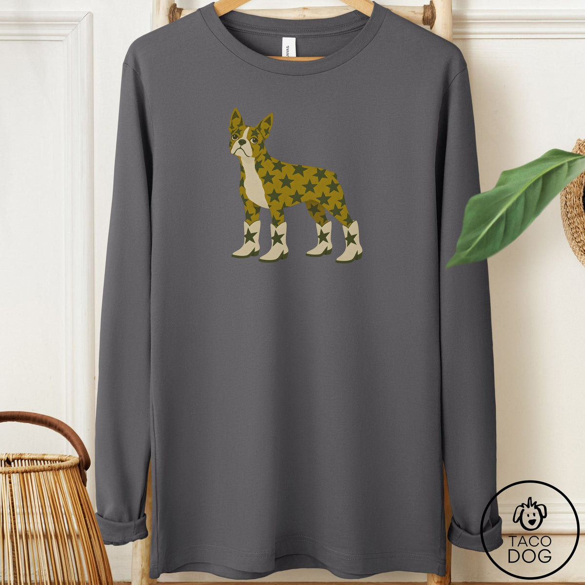 Boston Terrier My Stars Long Sleeve Tee Asphalt Taco-Dog