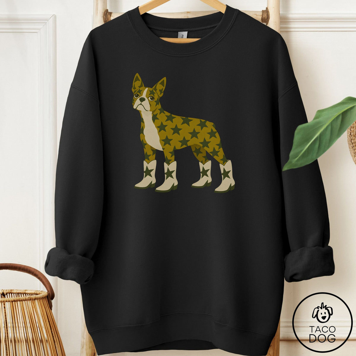 Boston Terrier My Stars Sweatshirt Black Taco-Dog