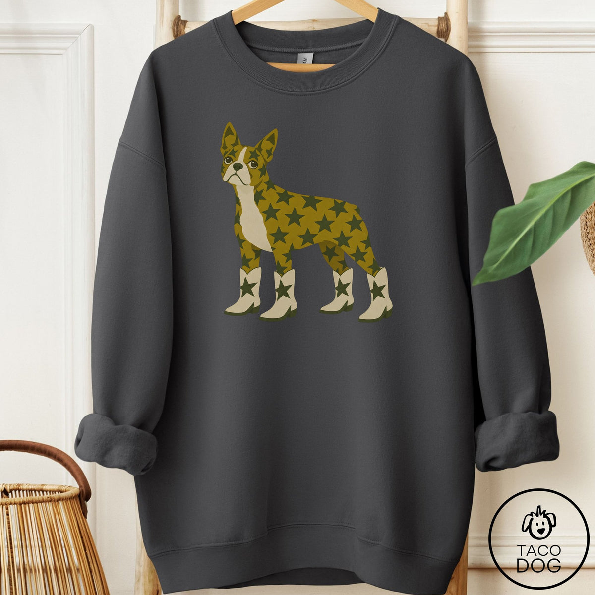 Boston Terrier My Stars Sweatshirt Charcoal Taco-Dog