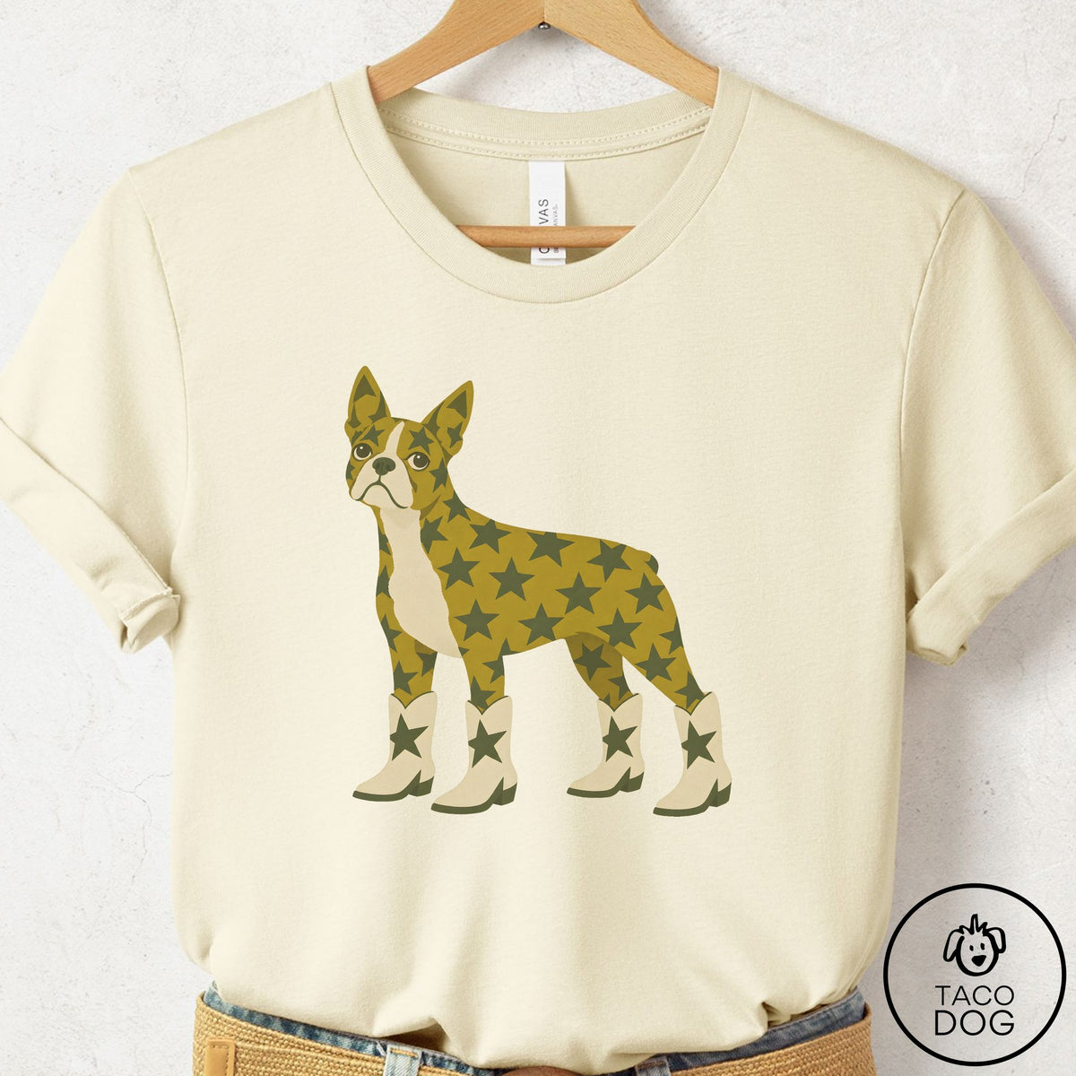 Boston Terrier My Stars T-Shirt Natural Taco-Dog