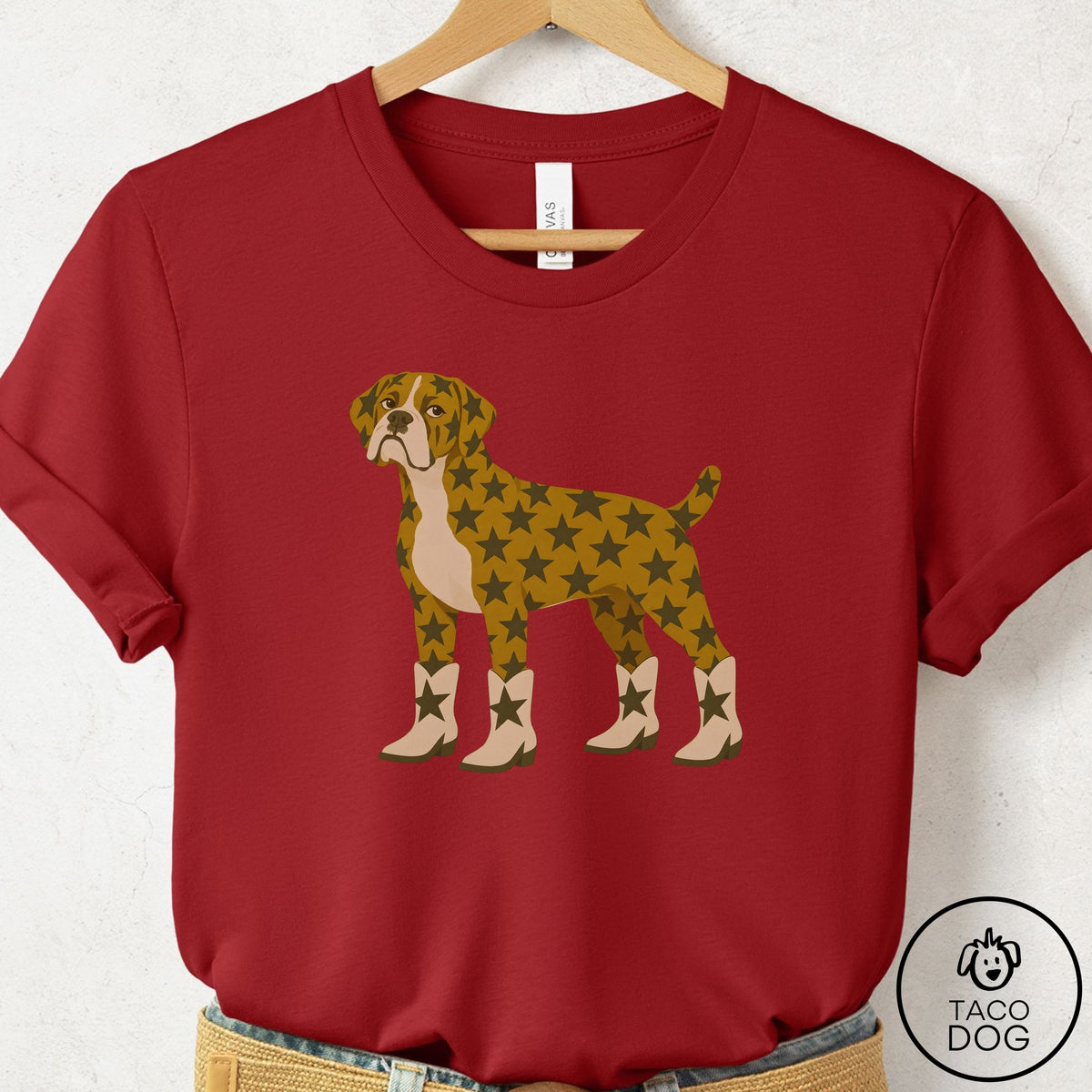 Boxer My Stars T-Shirt Canvas Red Taco-Dog