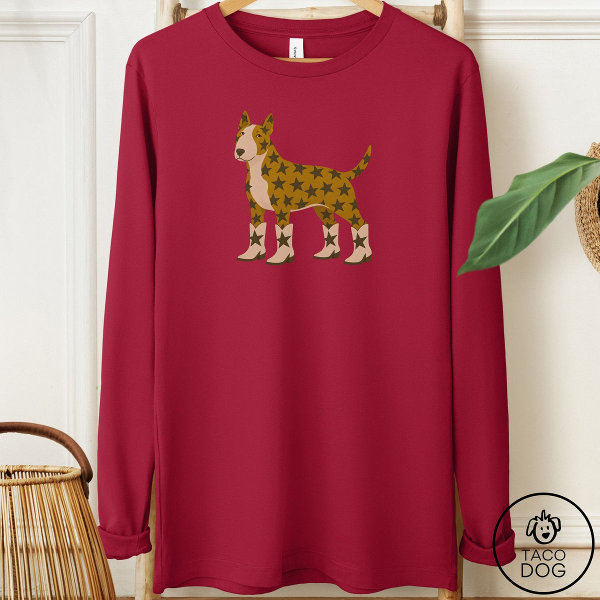 Bull Terrier My Stars Long Sleeve Tee Cardinal Taco-Dog