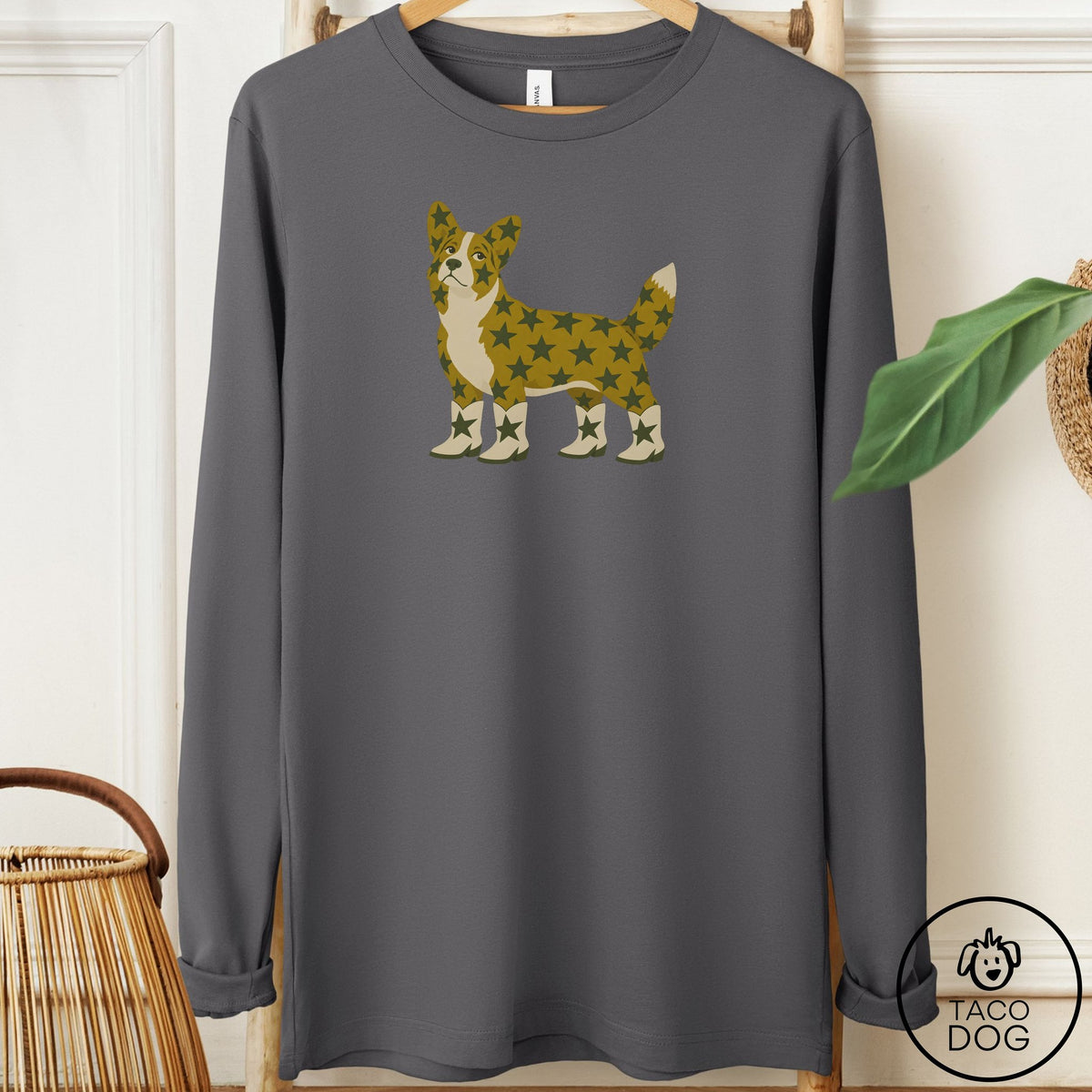Cardigan Welsh Corgi My Stars Long Sleeve Tee Asphalt Taco-Dog
