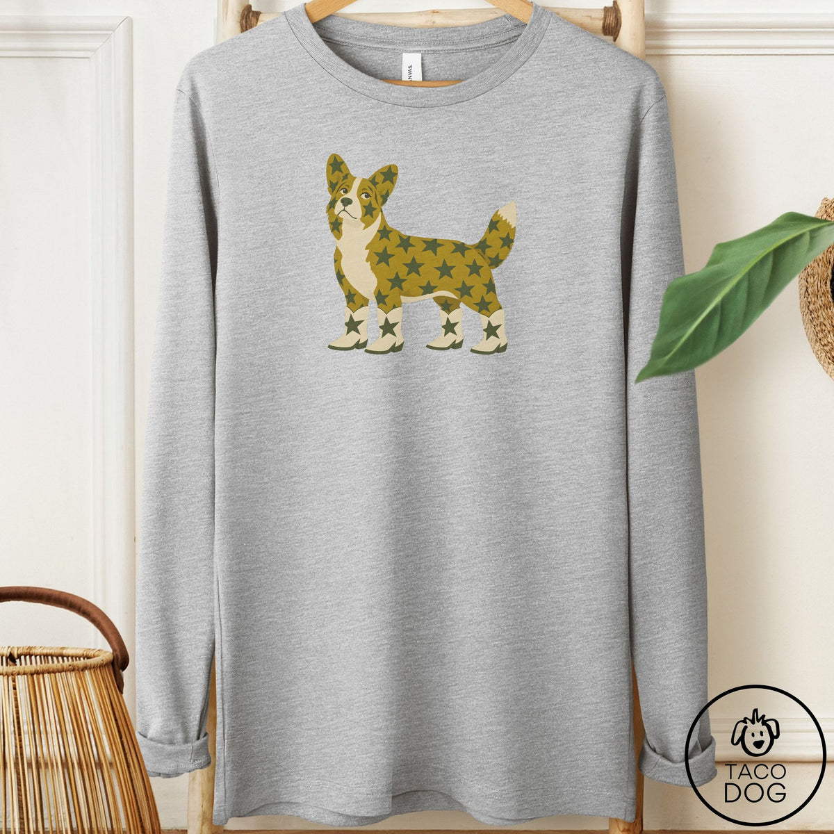 Cardigan Welsh Corgi My Stars Long Sleeve Tee Athletic Heather Taco-Dog