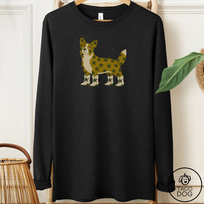 Cardigan Welsh Corgi My Stars Long Sleeve Tee Black Heather Taco-Dog