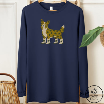 Cardigan Welsh Corgi My Stars Long Sleeve Tee Navy Taco-Dog