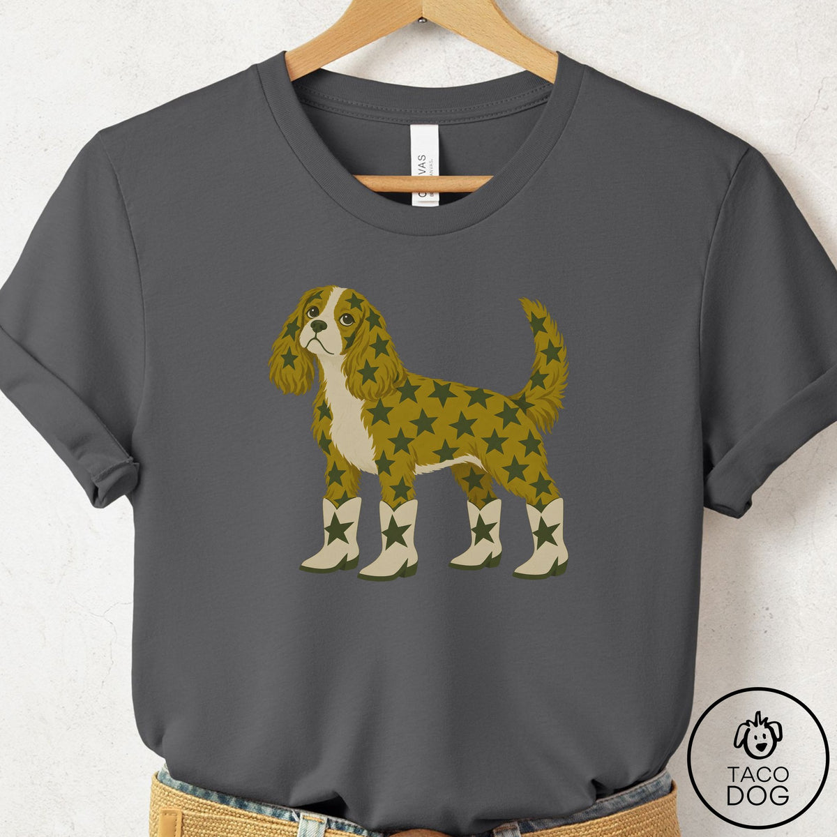 Cavalier King Charles Spaniel My Stars T-Shirt Asphalt Taco-Dog