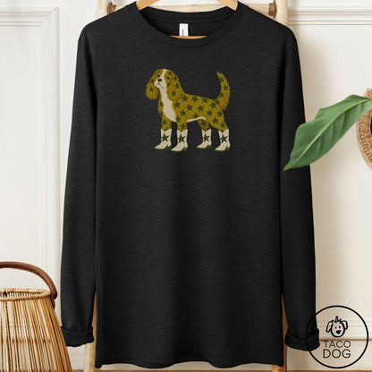 Cavalier King Charles Spaniel My Stars Long Sleeve Tee Black Heather Taco-Dog