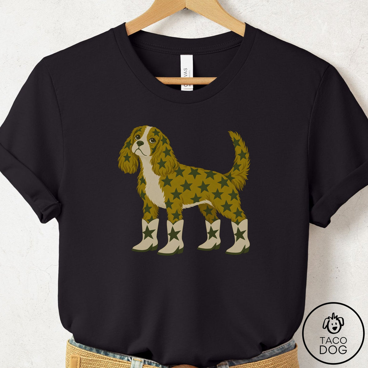Cavalier King Charles Spaniel My Stars T-Shirt Black Taco-Dog
