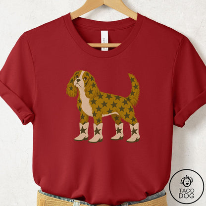 Cavalier King Charles Spaniel My Stars T-Shirt Canvas Red Taco-Dog
