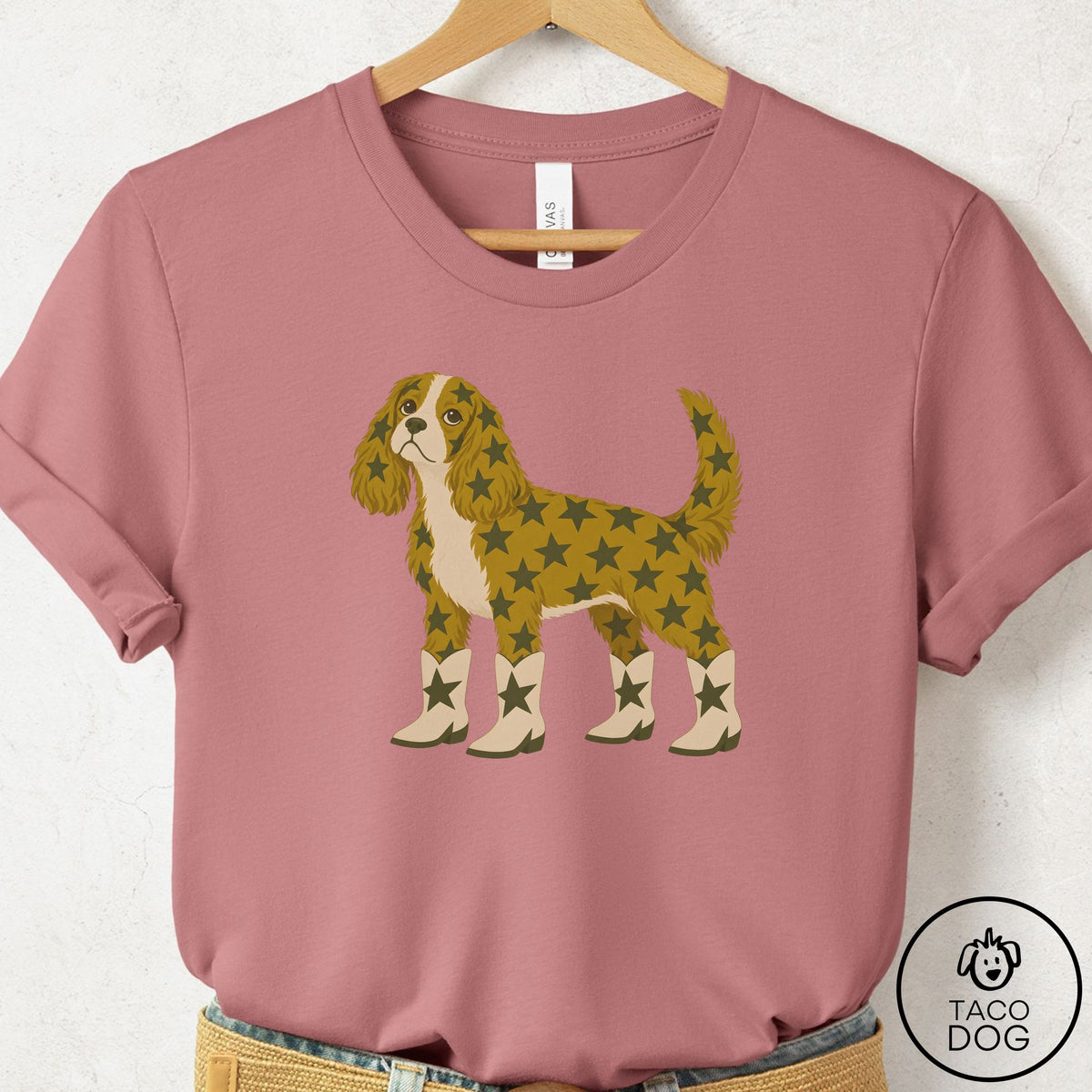 Cavalier King Charles Spaniel My Stars T-Shirt Mauve Taco-Dog