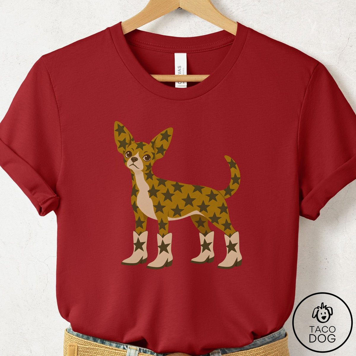Chihuahua My Stars T-Shirt Canvas Red Taco-Dog