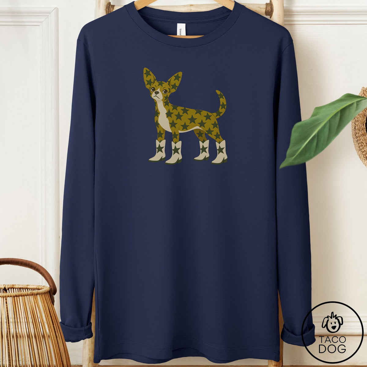 Chihuahua My Stars Long Sleeve Tee Navy Taco-Dog