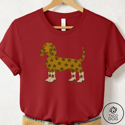 Dachshund My Stars T-Shirt Canvas Red Taco-Dog