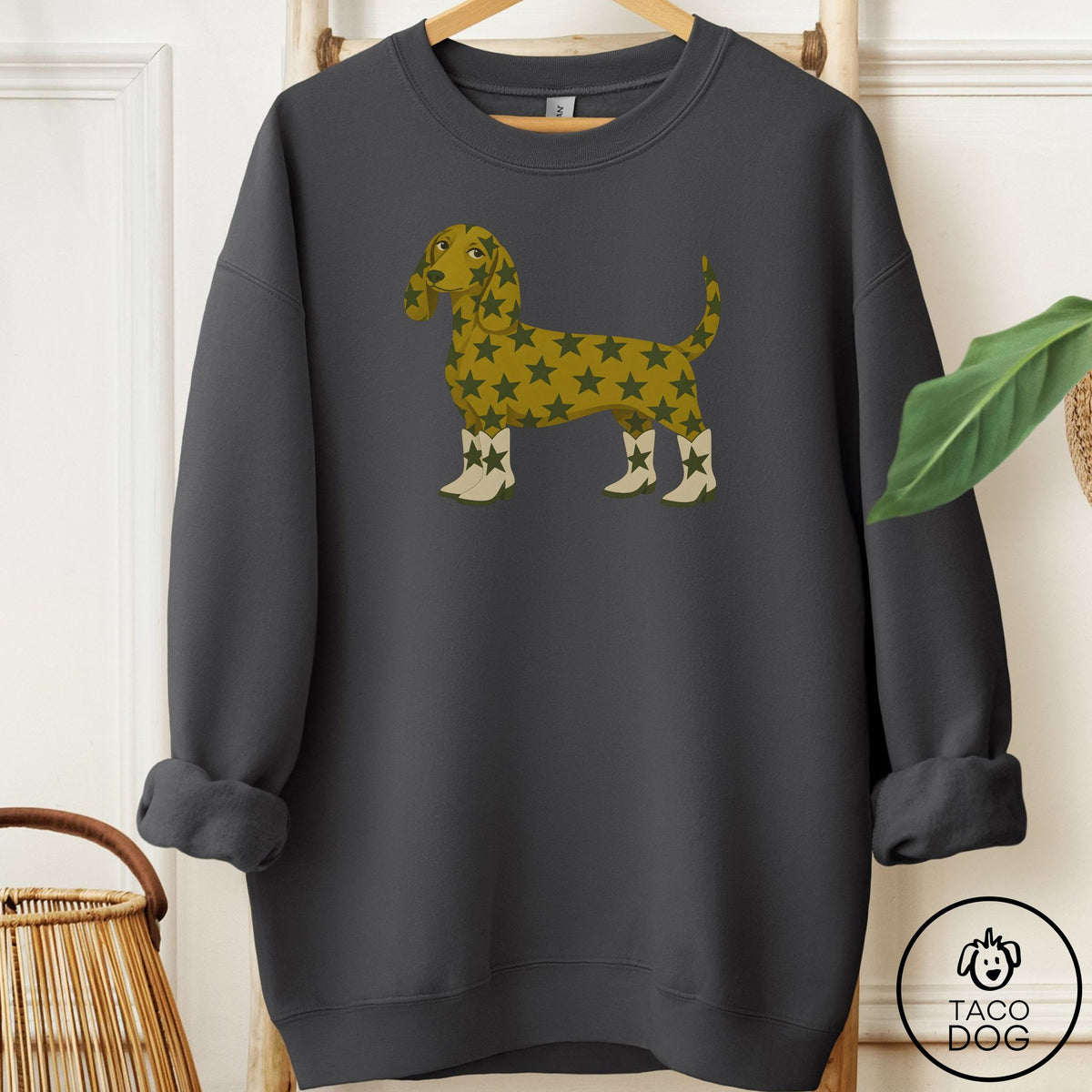 Dachshund My Stars Sweatshirt Charcoal Taco-Dog
