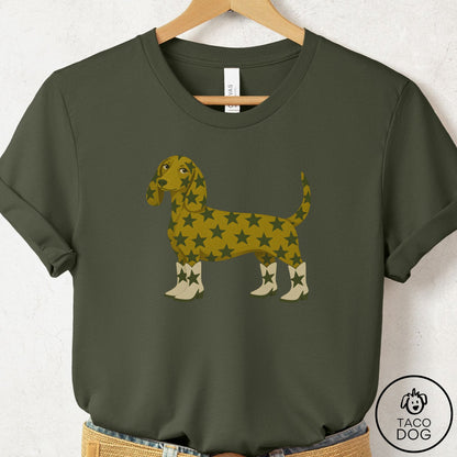 Dachshund My Stars T-Shirt Military Green Taco-Dog