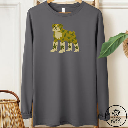 English Bulldog My Stars Long Sleeve Tee Asphalt Taco-Dog