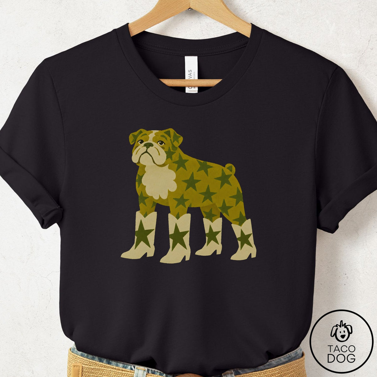 English Bulldog My Stars T-Shirt Black Taco-Dog