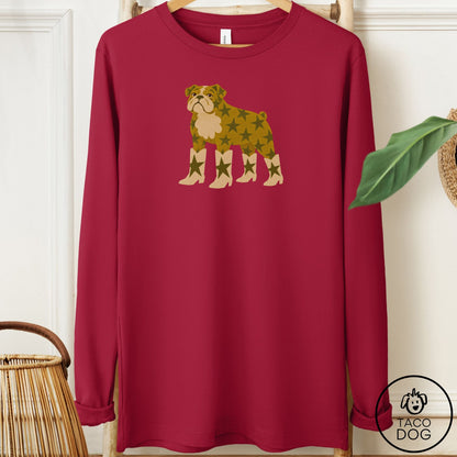 English Bulldog My Stars Long Sleeve Tee Cardinal Taco-Dog
