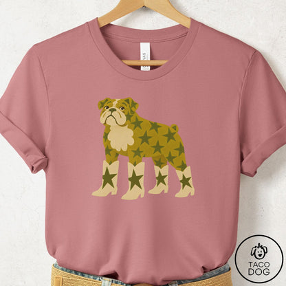 English Bulldog My Stars T-Shirt Mauve Taco-Dog