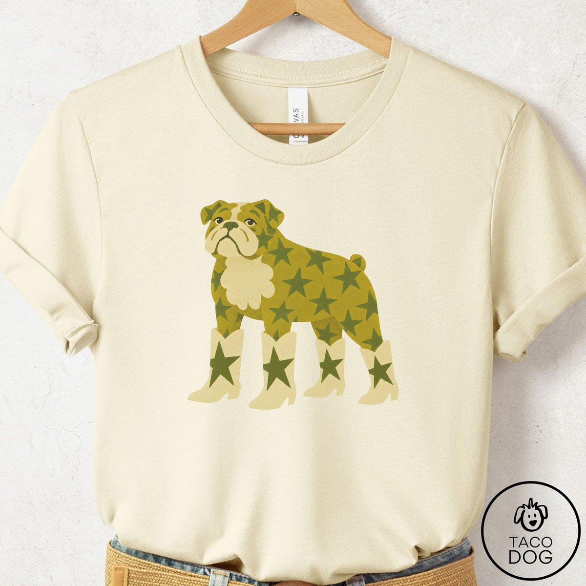 English Bulldog My Stars T-Shirt Natural Taco-Dog