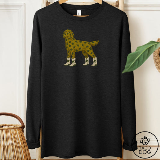 Flat-Coated Retriever My Stars Long Sleeve Tee Black Heather Taco-Dog