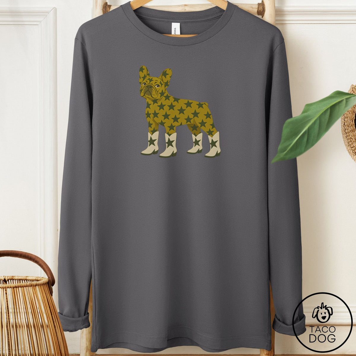 French Bulldog Frenchie My Stars Long Sleeve Tee Asphalt Taco-Dog