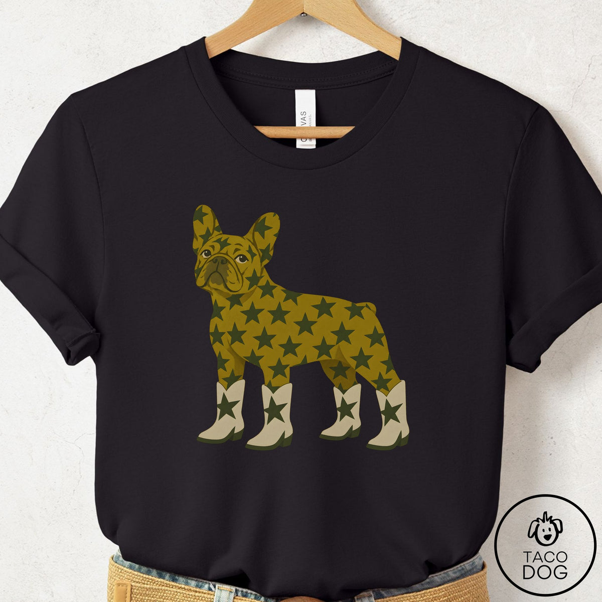 French Bulldog Frenchie My Stars T-Shirt Black Taco-Dog