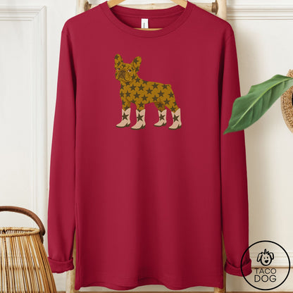French Bulldog Frenchie My Stars Long Sleeve Tee Cardinal Taco-Dog