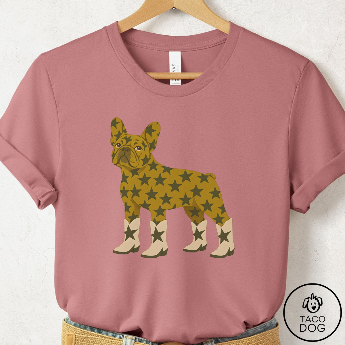 French Bulldog Frenchie My Stars T-Shirt Mauve Taco-Dog