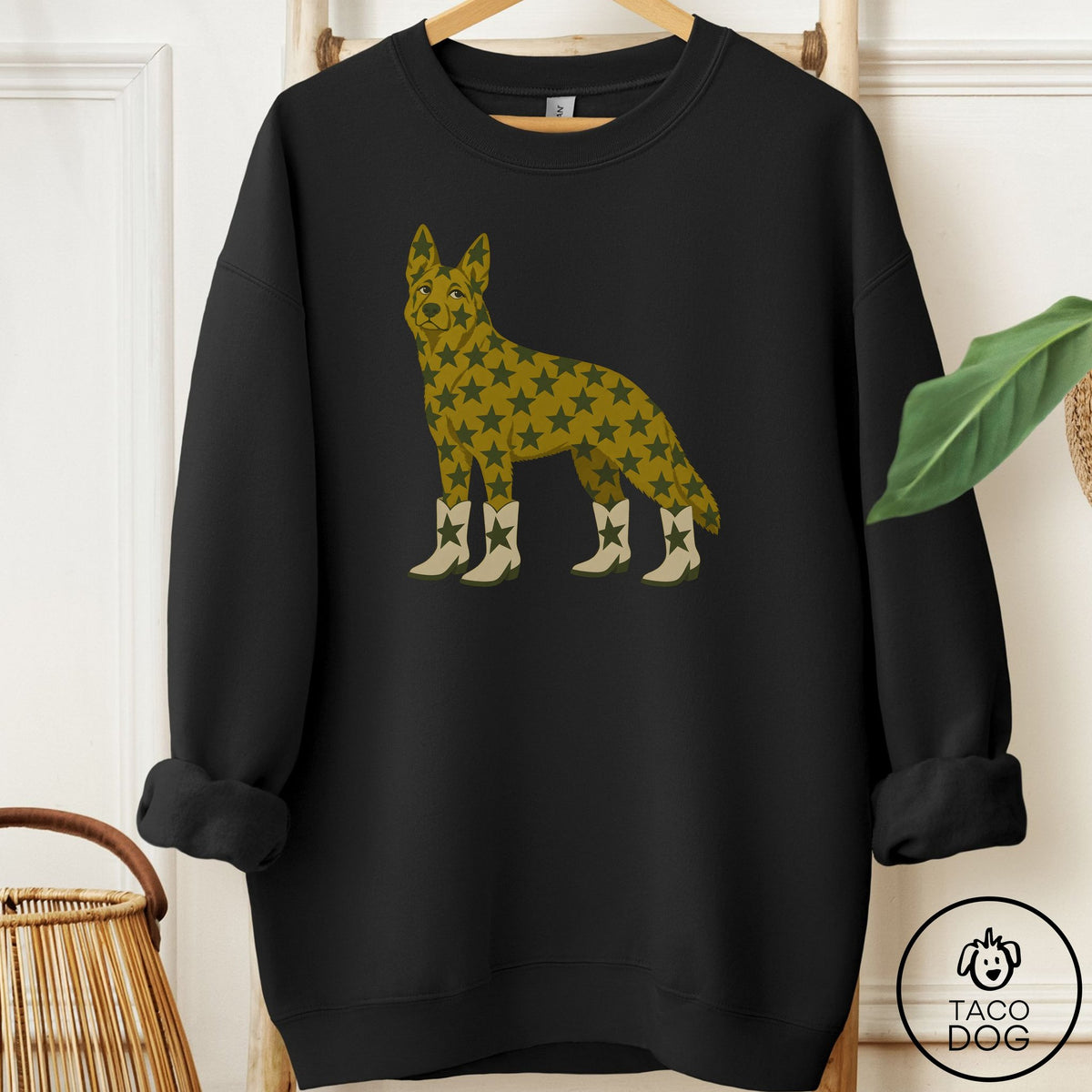 German Shepherd My Stars Sweatshirt Black Taco-Dog