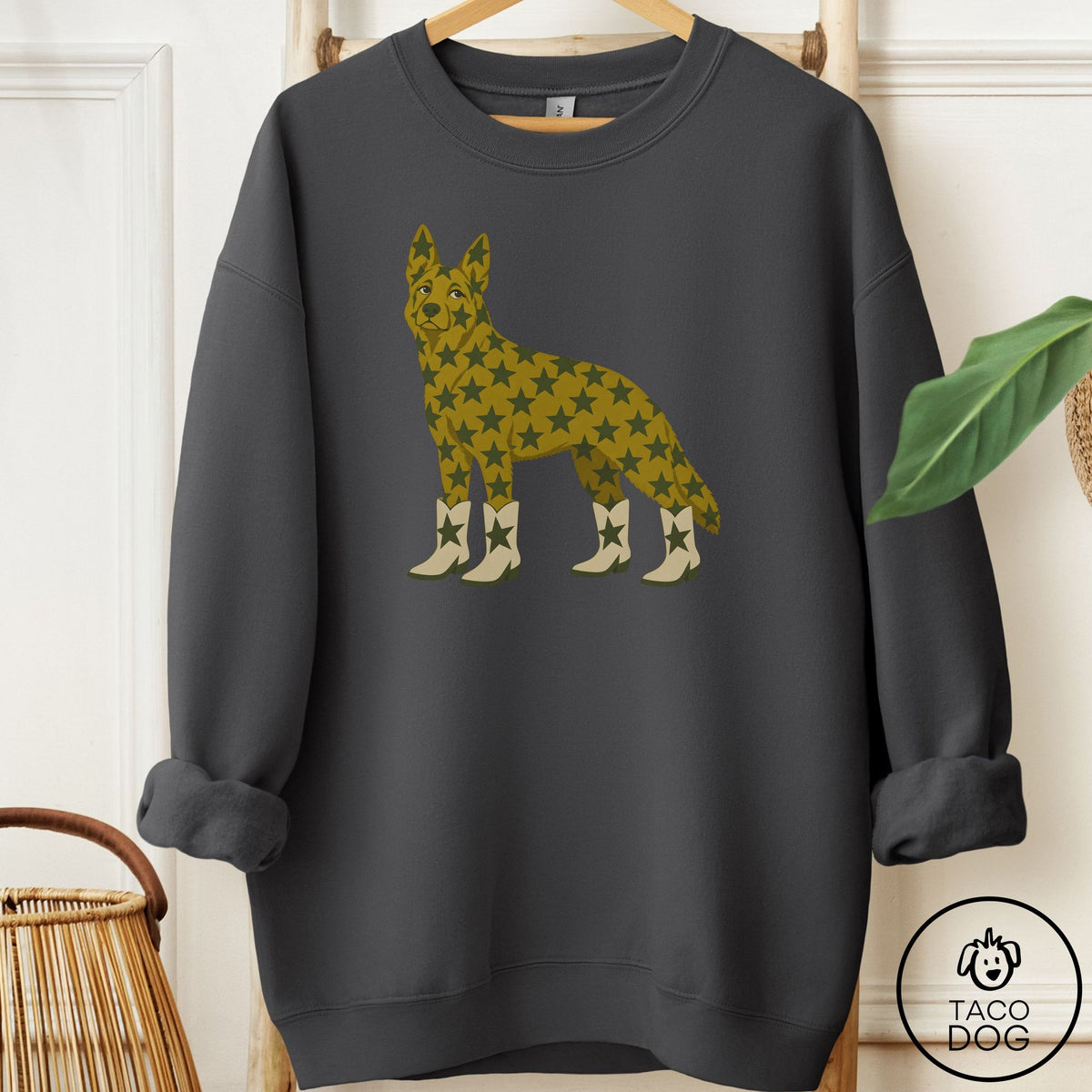 German Shepherd My Stars Sweatshirt Charcoal Taco-Dog