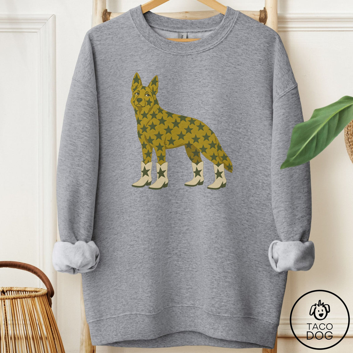 German Shepherd My Stars Sweatshirt Graphite Heather Taco-Dog