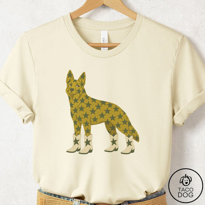 German Shepherd My Stars T-Shirt Natural Taco-Dog