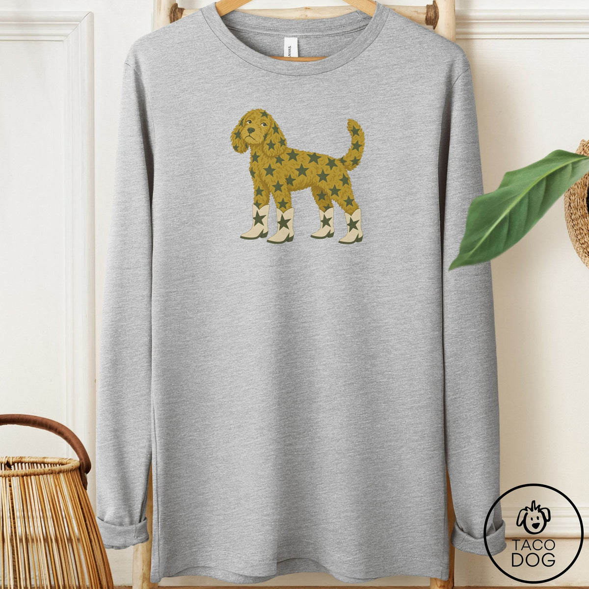 Doodle My Stars Long Sleeve Tee Athletic Heather Taco-Dog