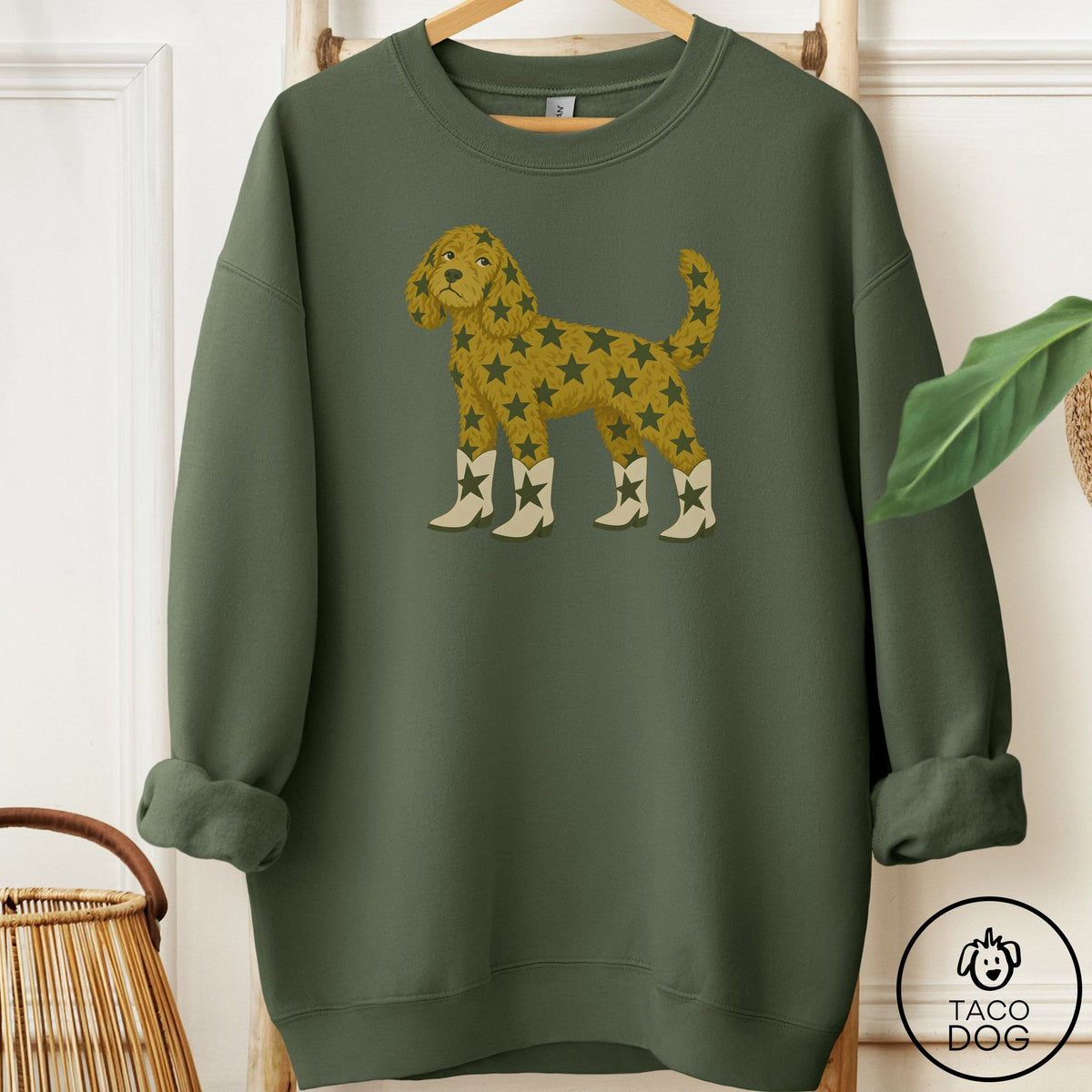 Doodle My Stars Sweatshirt Military Green Taco-Dog