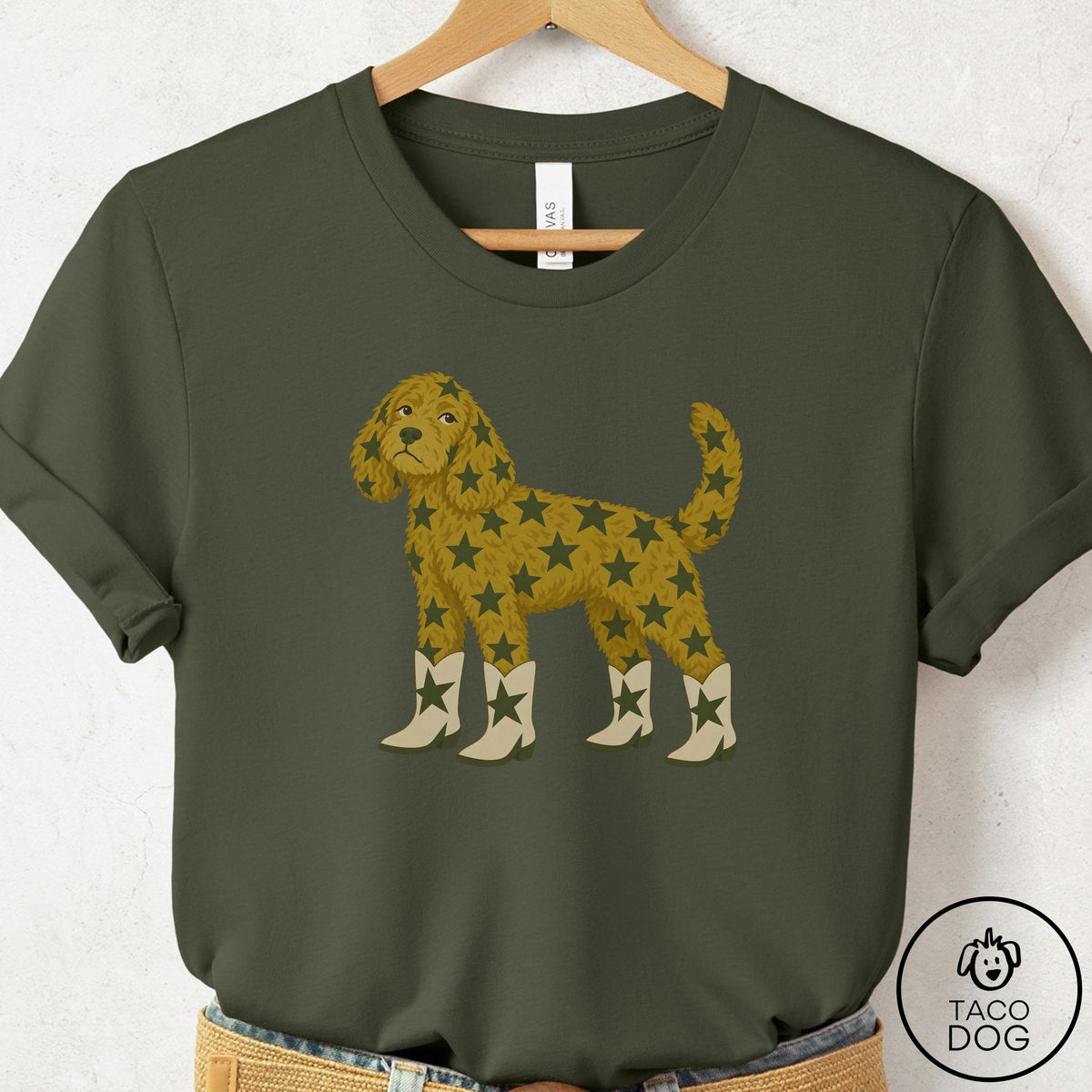 Doodle My Stars T-Shirt Military Green Taco-Dog