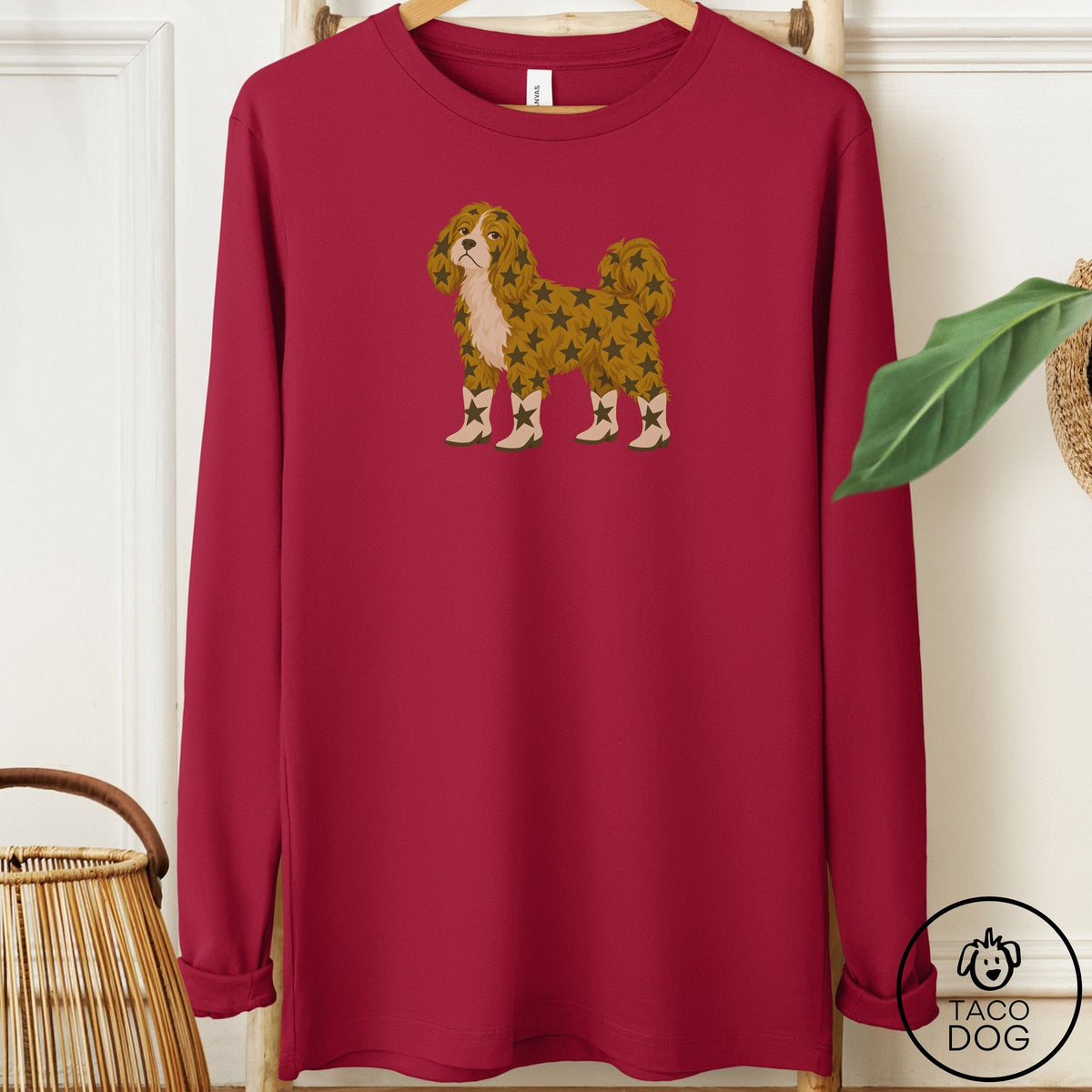 Havanese My Stars Long Sleeve Tee Cardinal Taco-Dog