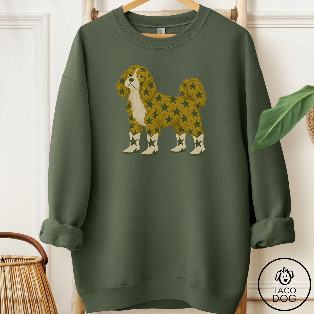 Havanese My Stars Sweatshirt Military Green Taco-Dog