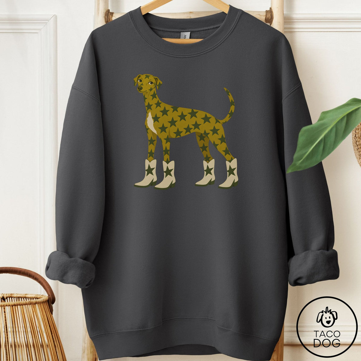 Italian Greyhound Whippet My Stars Sweatshirt Charcoal Taco-Dog