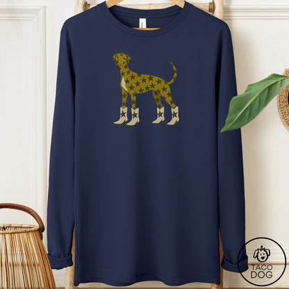 Italian Greyhound Whippet My Stars Long Sleeve Tee Navy Taco-Dog